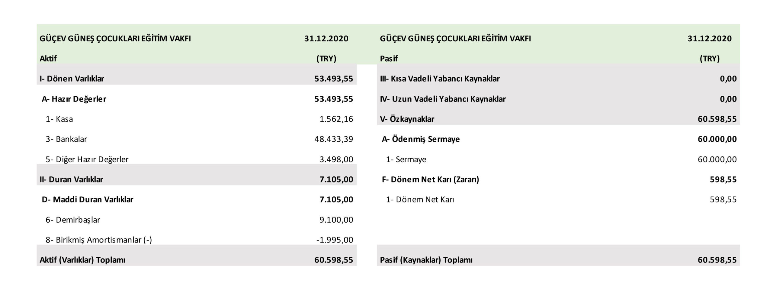 GUCEV GUNES CO CUKLARI EGITIM  VAKFI BİLANÇO_2020_12_31